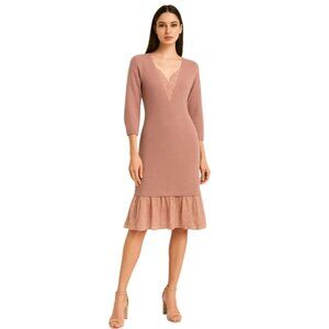 My Michelle Vintage Pink Knit Long Sleeve Midi Sweater Dress